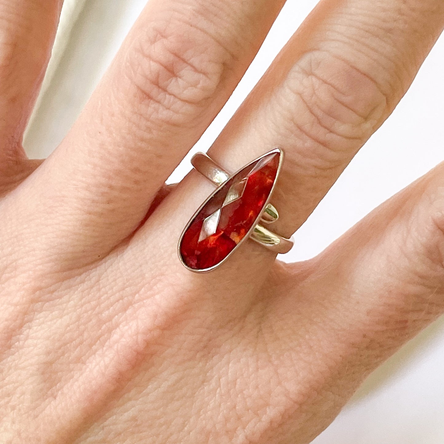 Ammonite Doublet Ring - Solid Sterling Silver