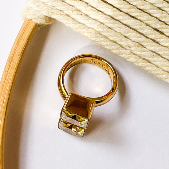 Yellow Square CZ Bypass Ring - Alchemia