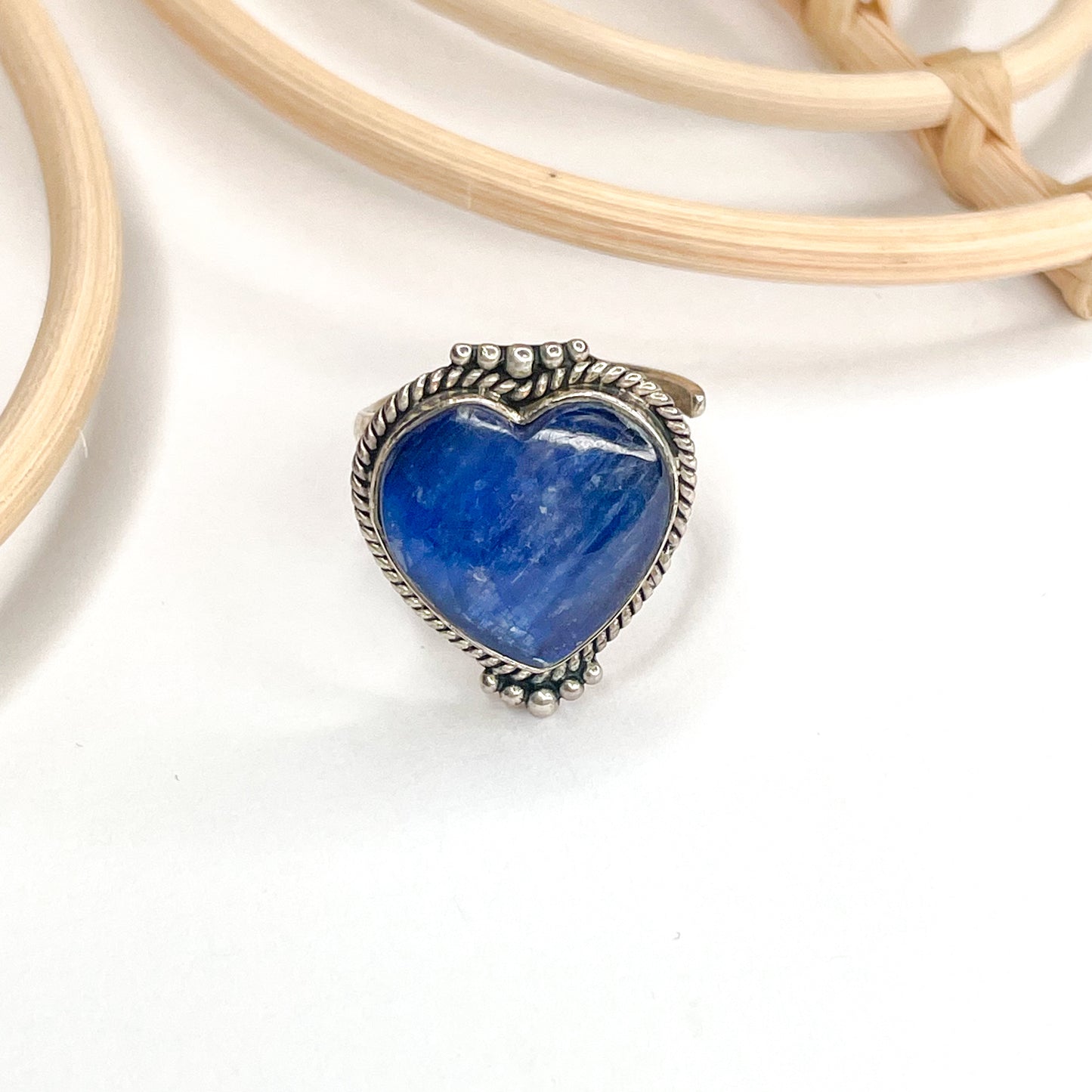 Kyanite Heart Ring - Solid Sterling Silver