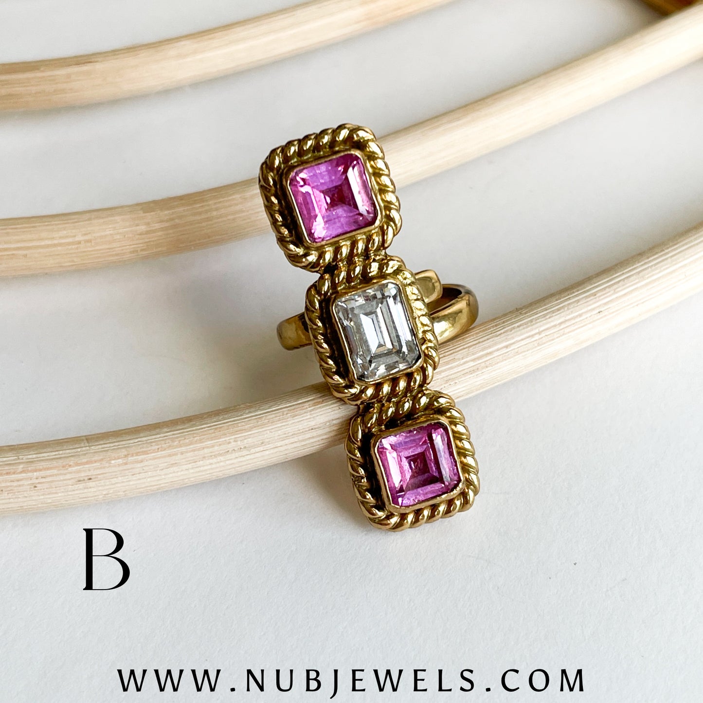 Pink Sapphire & CZ Crawler Ring - Alchemia