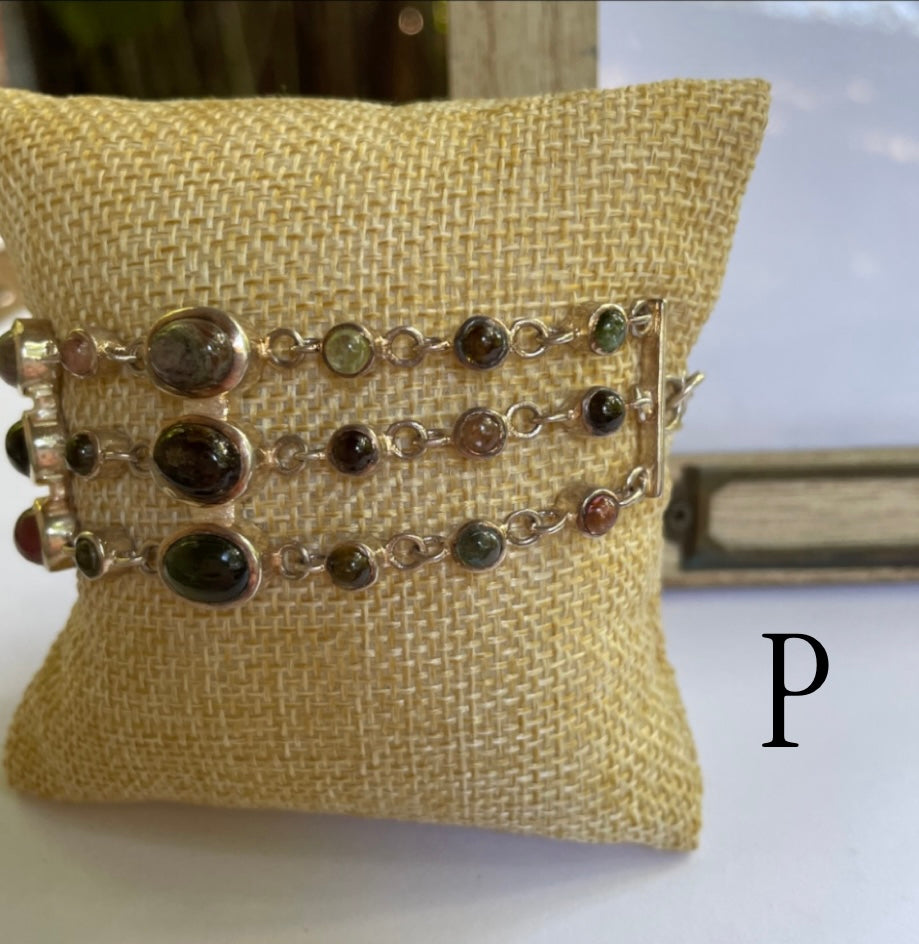 Solid Sterling Silver Stone Bracelet Blowout!