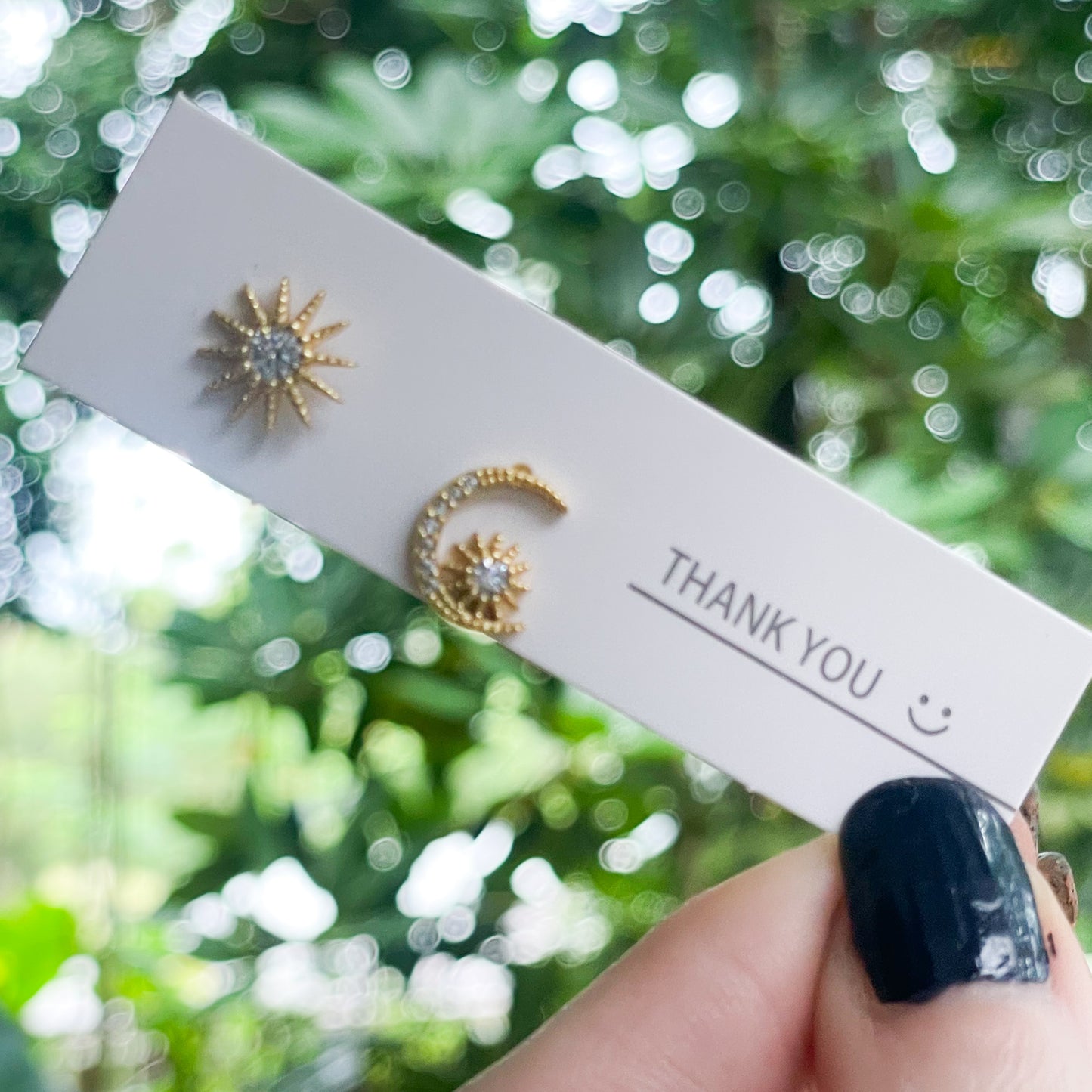 Gold Star & Moon CZ Studs - Solid Sterling Silver