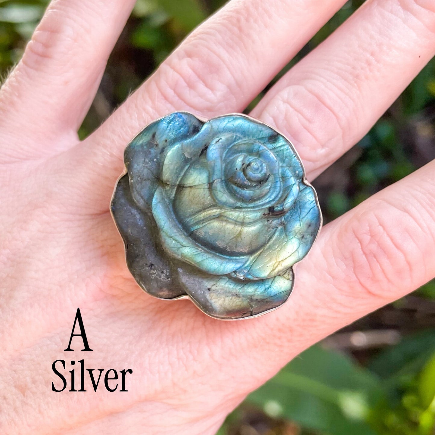 Labradorite Flower Pendant & Ring - Silver or Alchemia