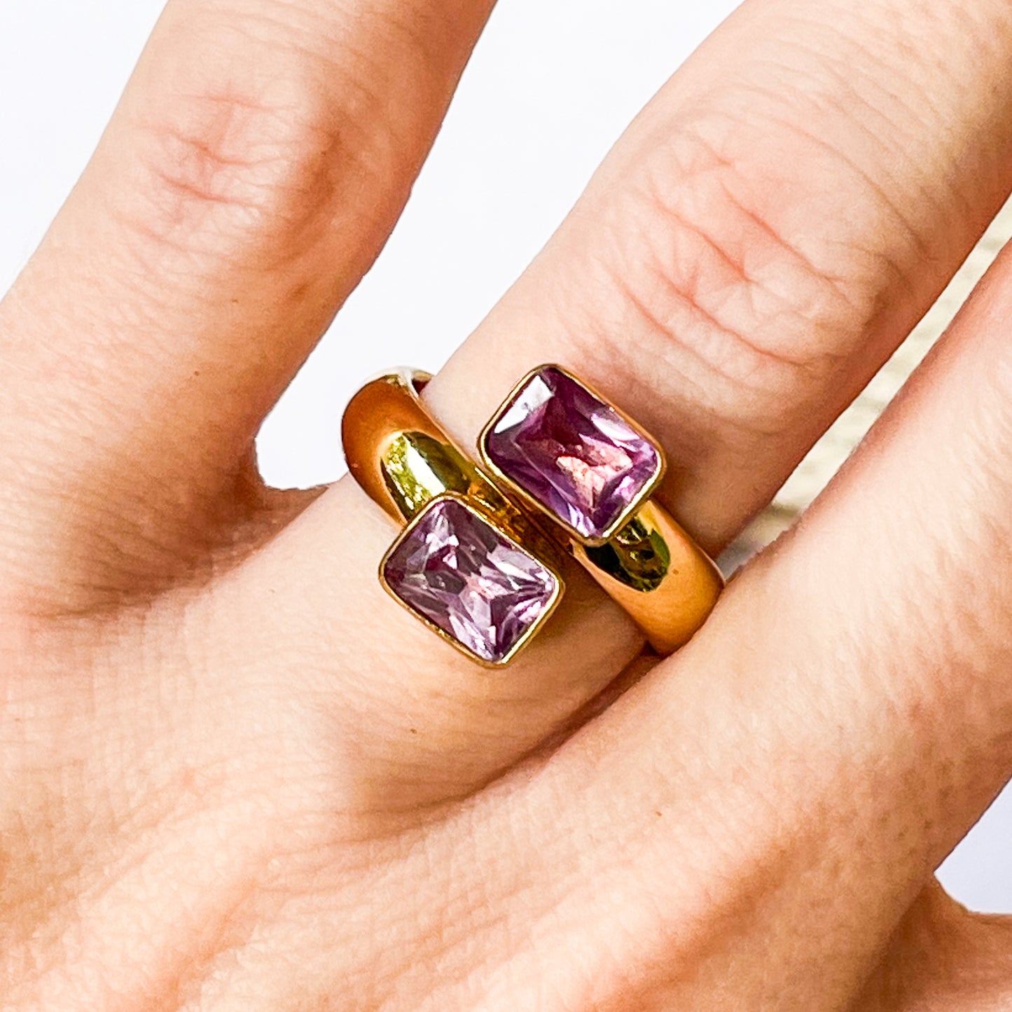 Alexandrite Rectangle Bypass Ring - Alchemia