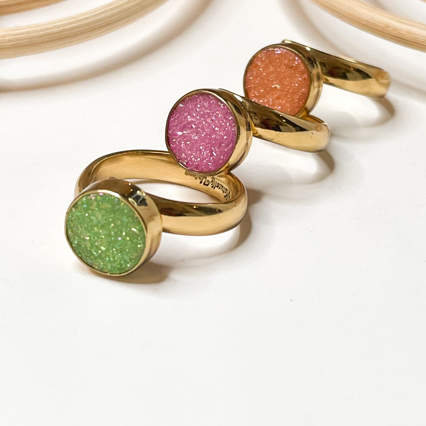 Neon Druzy Polka Dot Ring - Both Metals