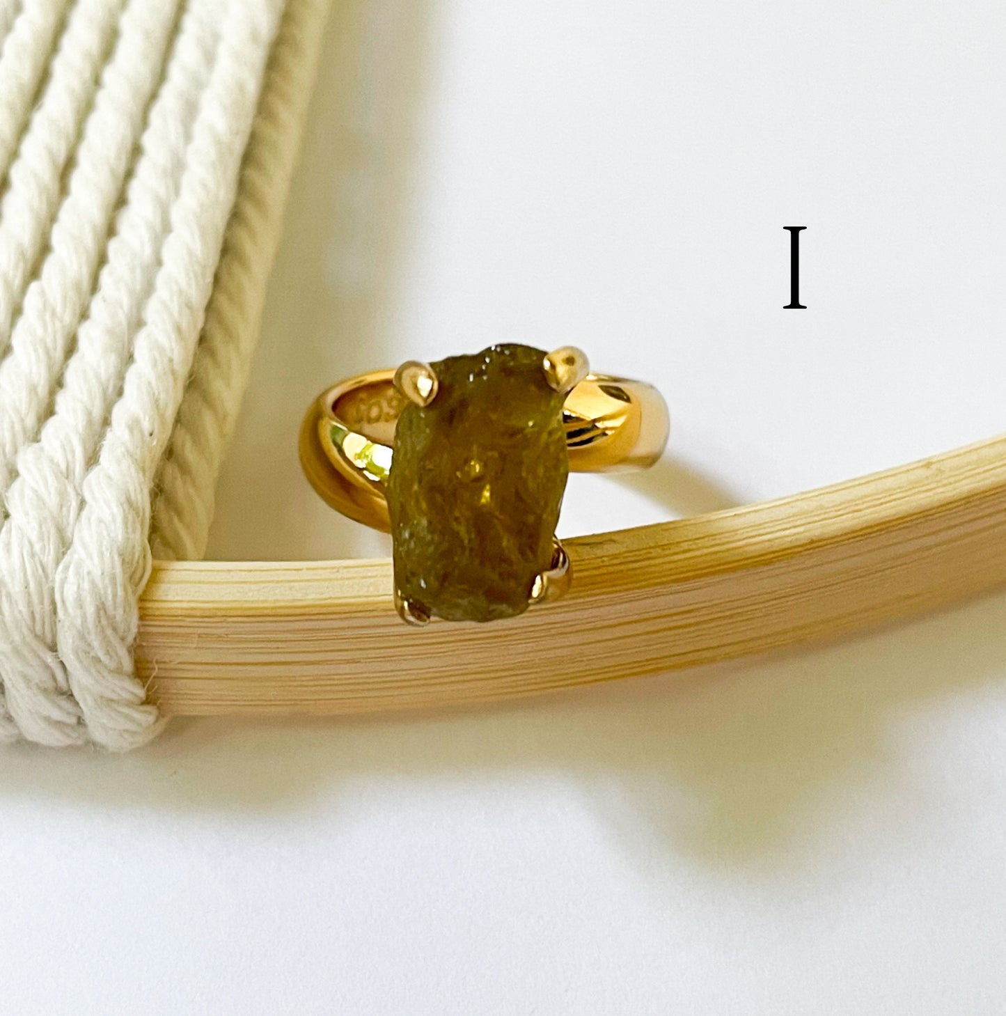 Raw Green Garnet Prong Ring - Alchemia Gold