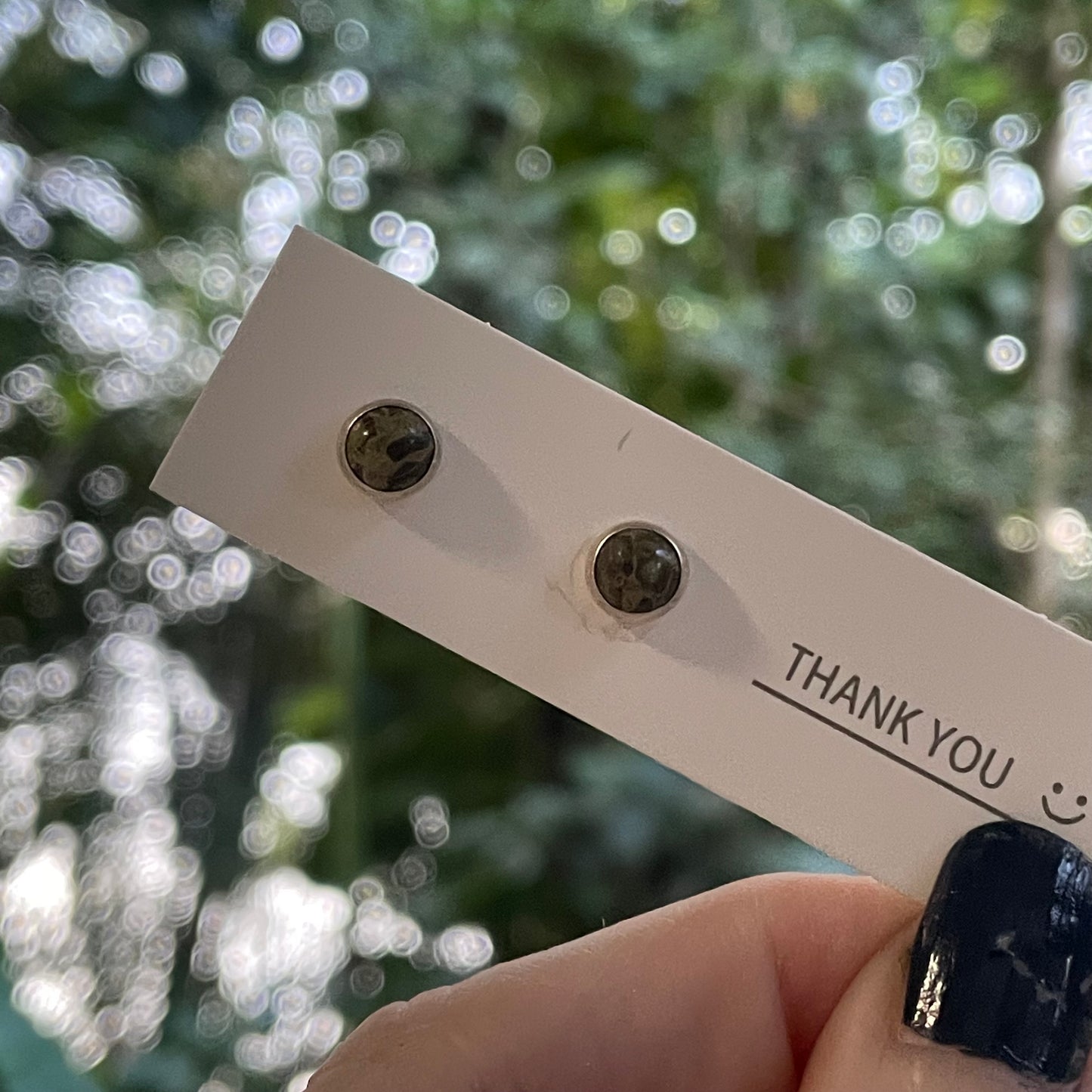 Dainty Ocean Jasper Studs - Solid Sterling Silver