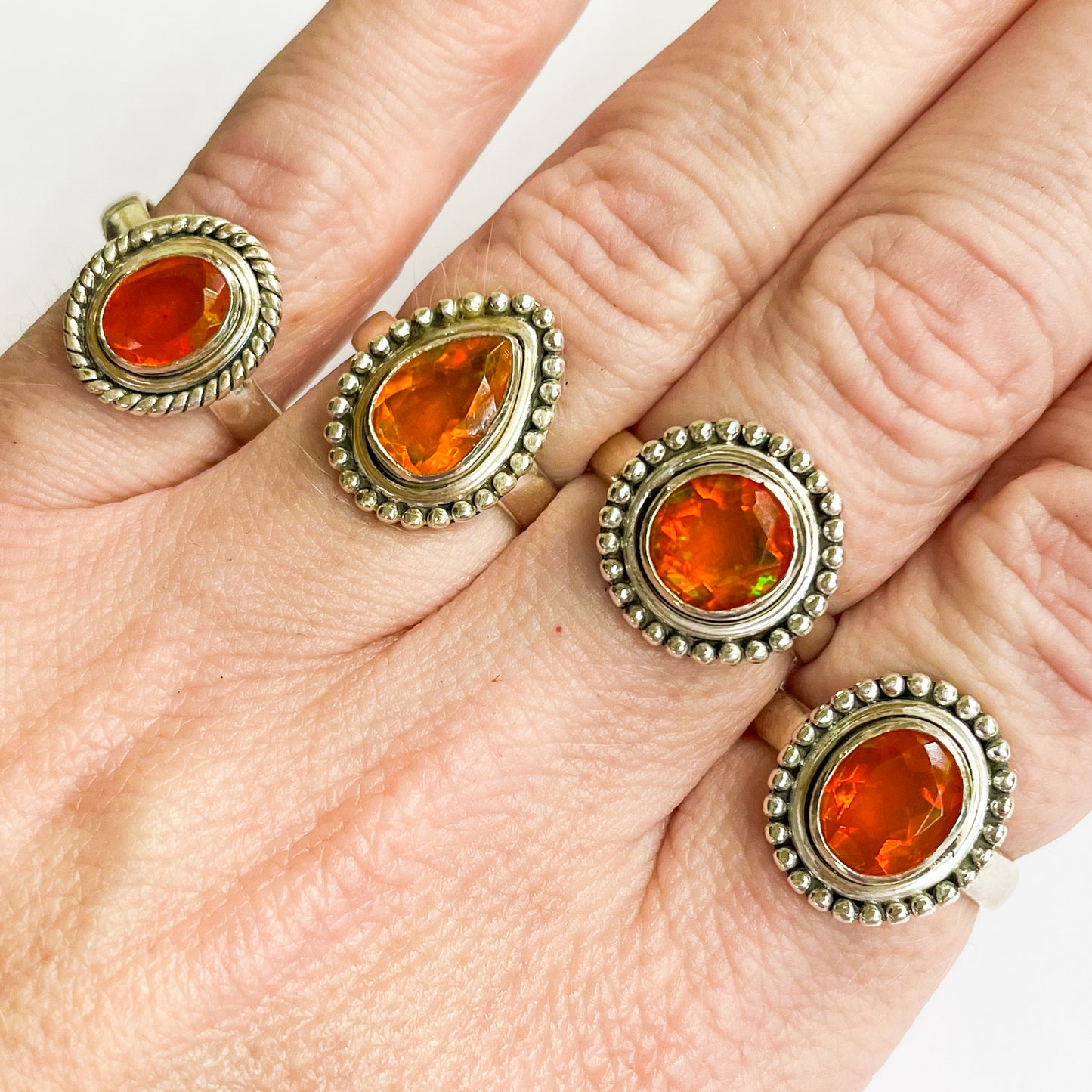 Orange Opal Ring - Solid Sterling Silver