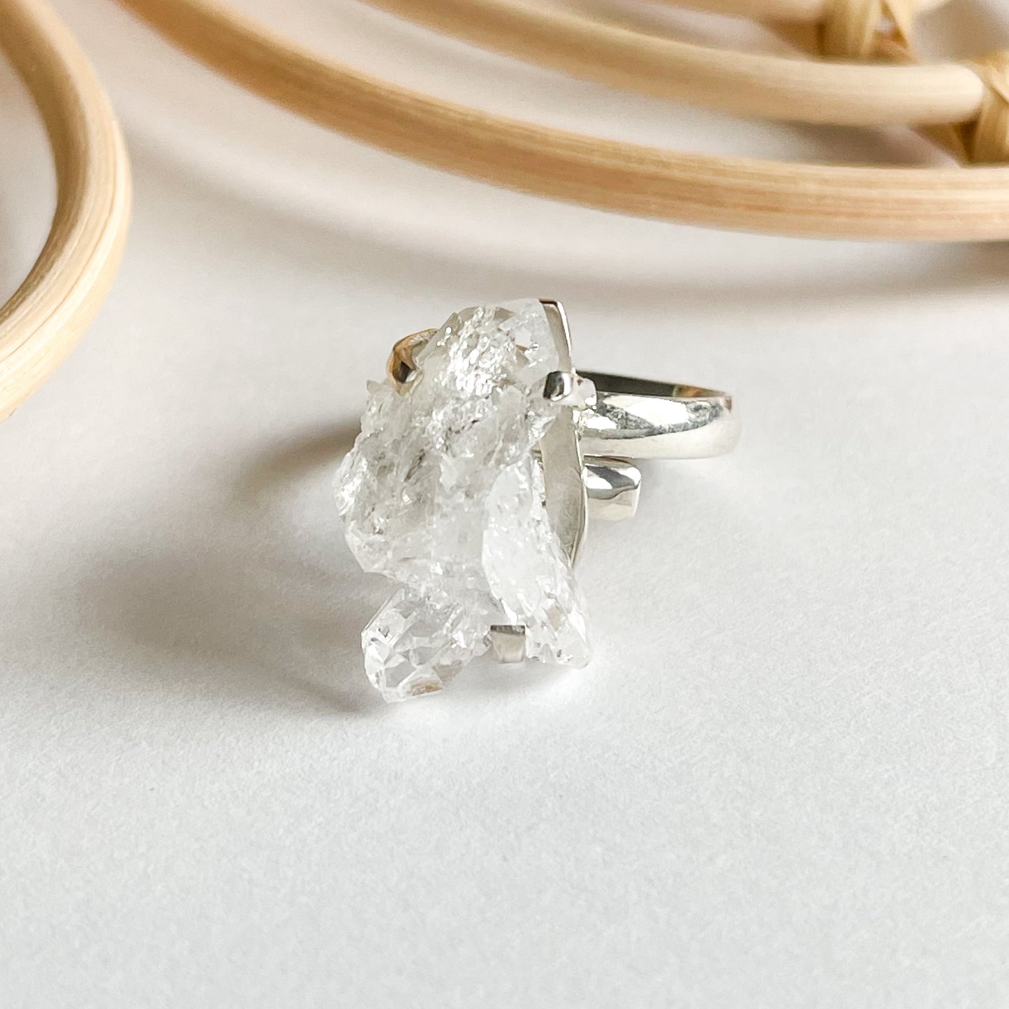 Quartz Crystal Cluster Prong Ring - Solid Sterling Silver