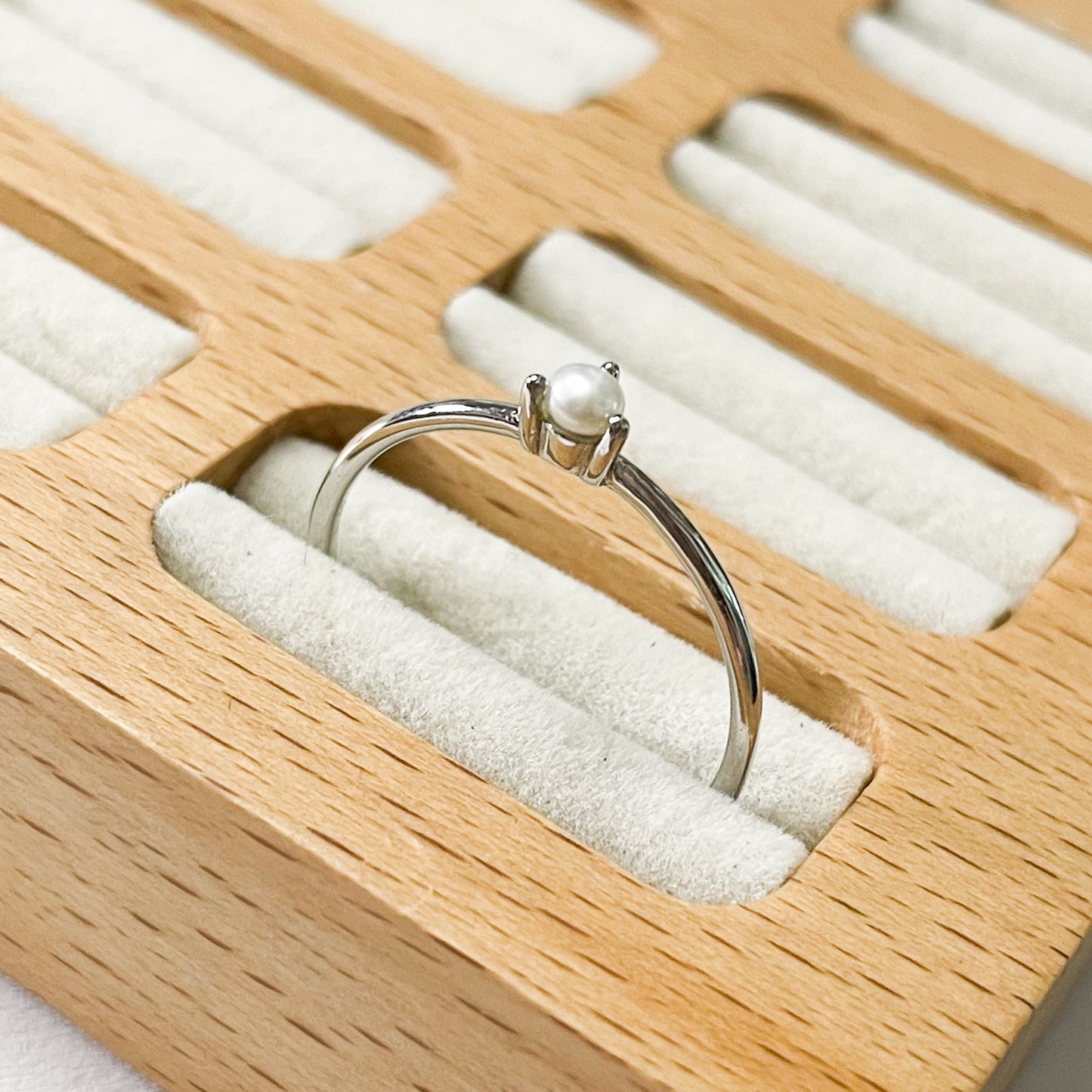 Dainty Simple Pearl Sized Ring - SSS or Vermeil