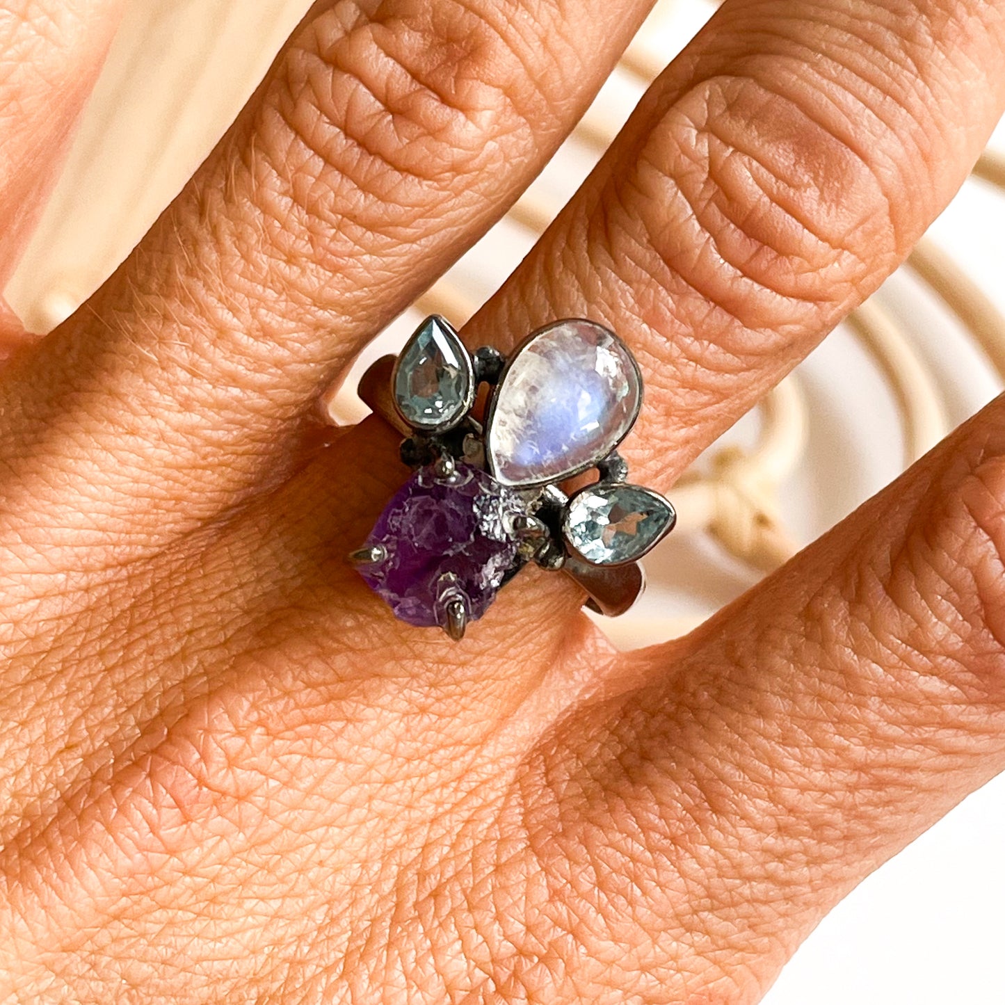 Rainbow Moonstone & Raw Multi Stone Collection - Solid Sterling Silver