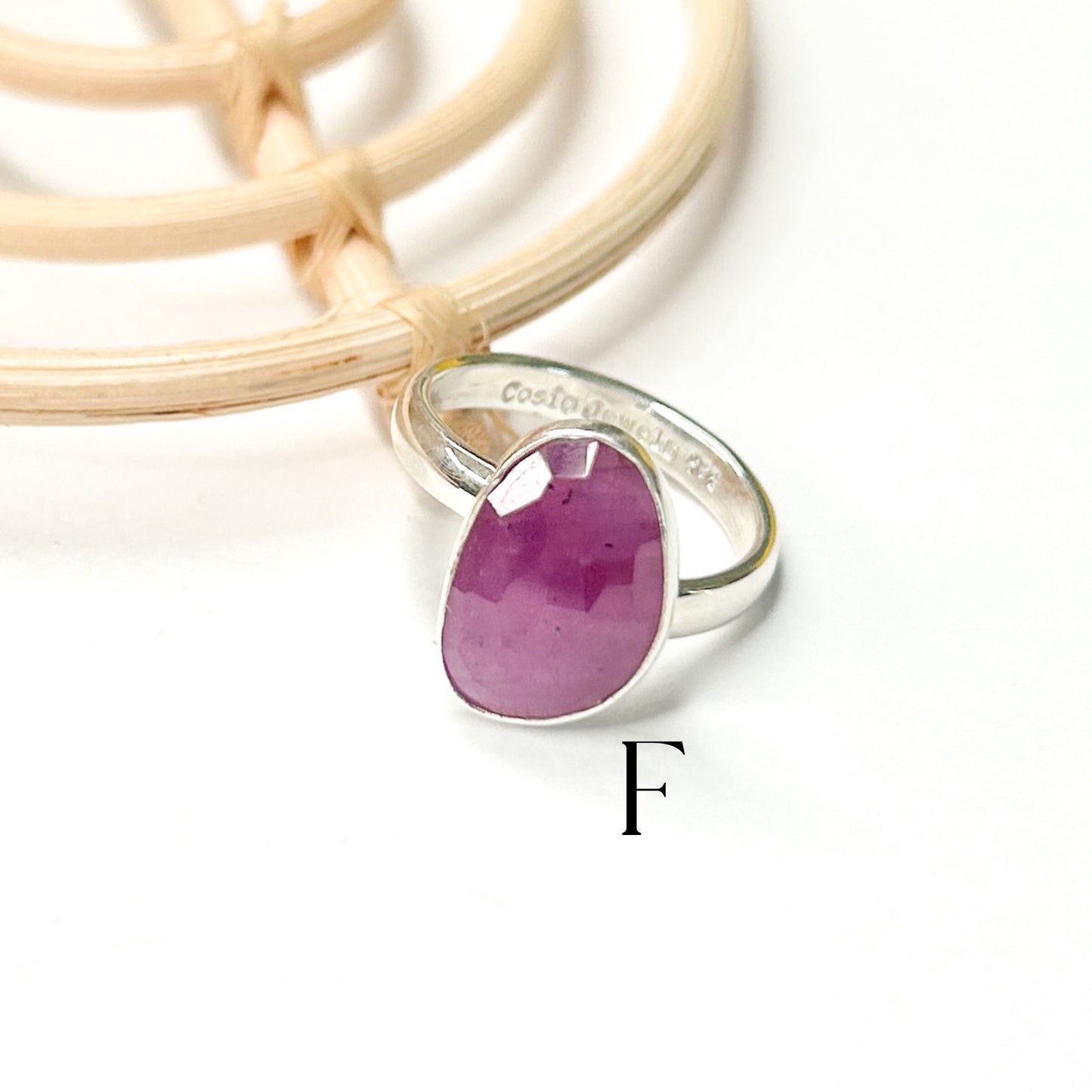 Pink Sapphire Quartz Ring - Solid Sterling Silver