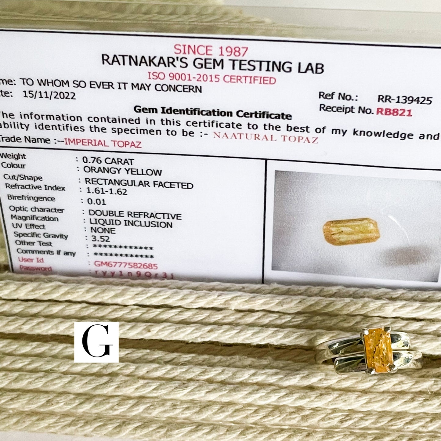 Certified Natural Imperial Topaz Prong Ring - Solid Sterling Silver