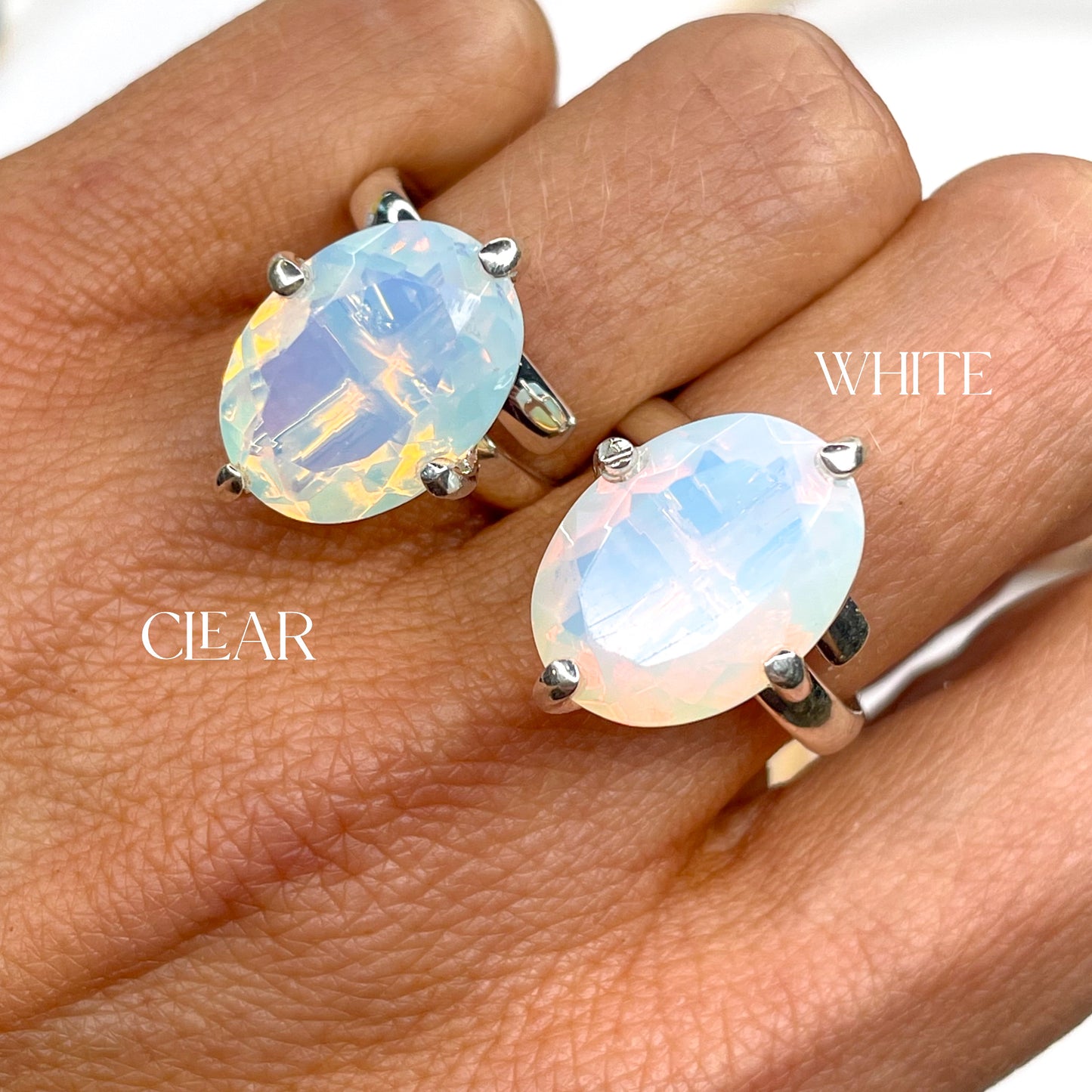Opalite Prong Ring - Solid Sterling Silver