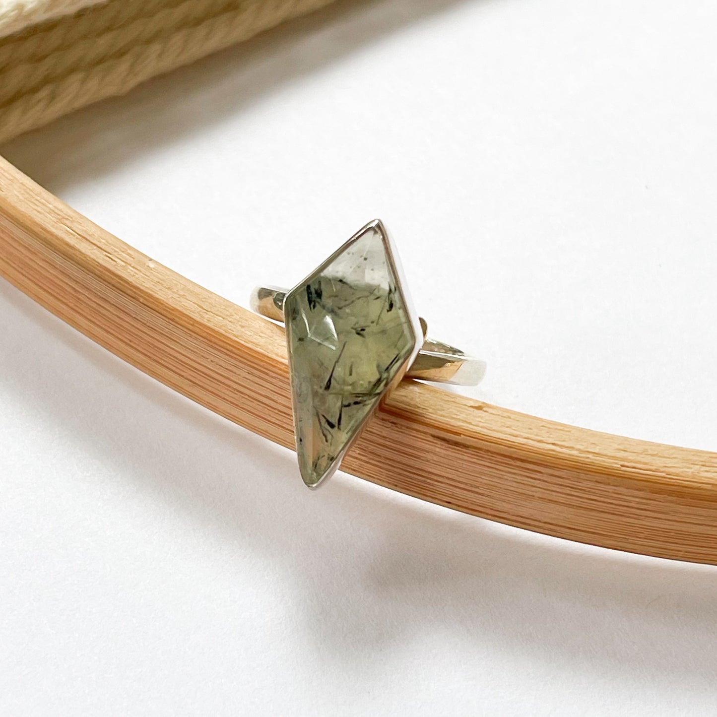 Prehnite Kite Ring - Solid Sterling Silver