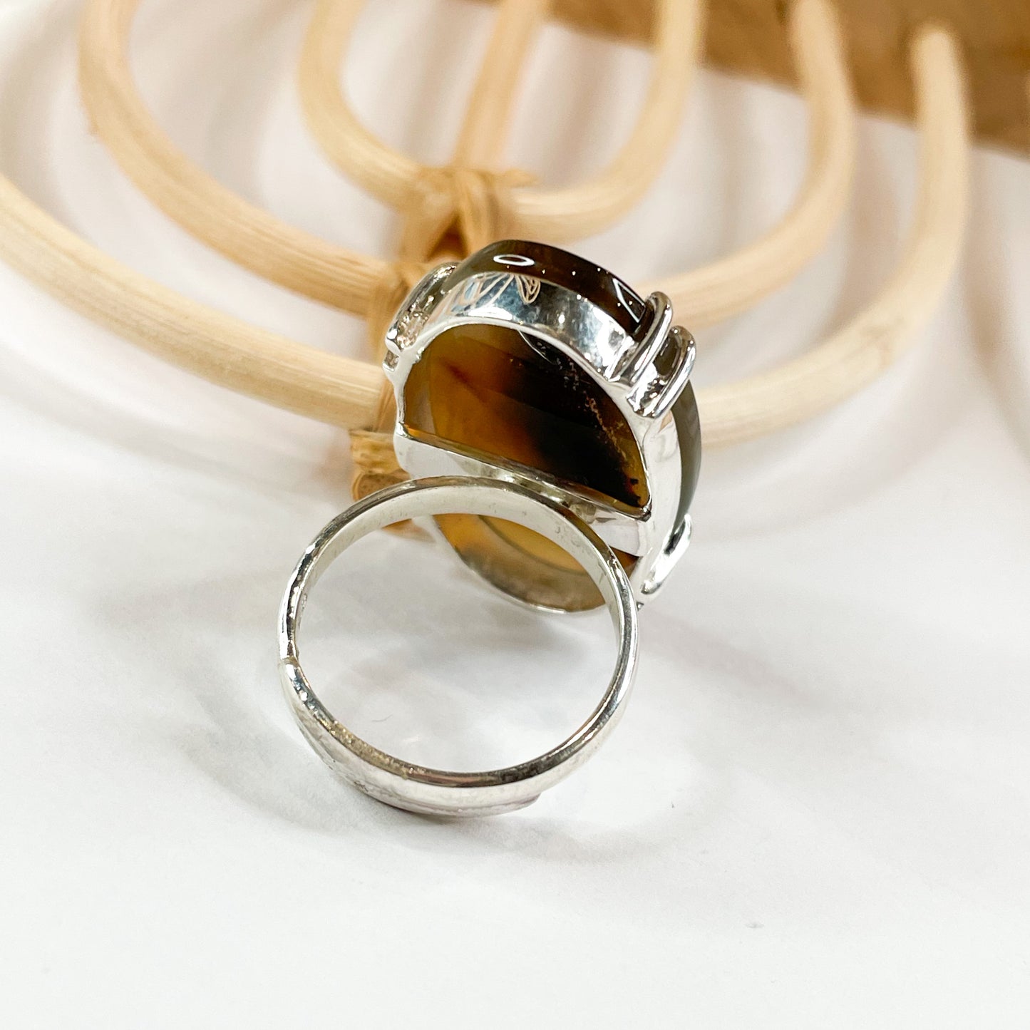 Montana Agate Prong Ring - Solid Sterling Silver