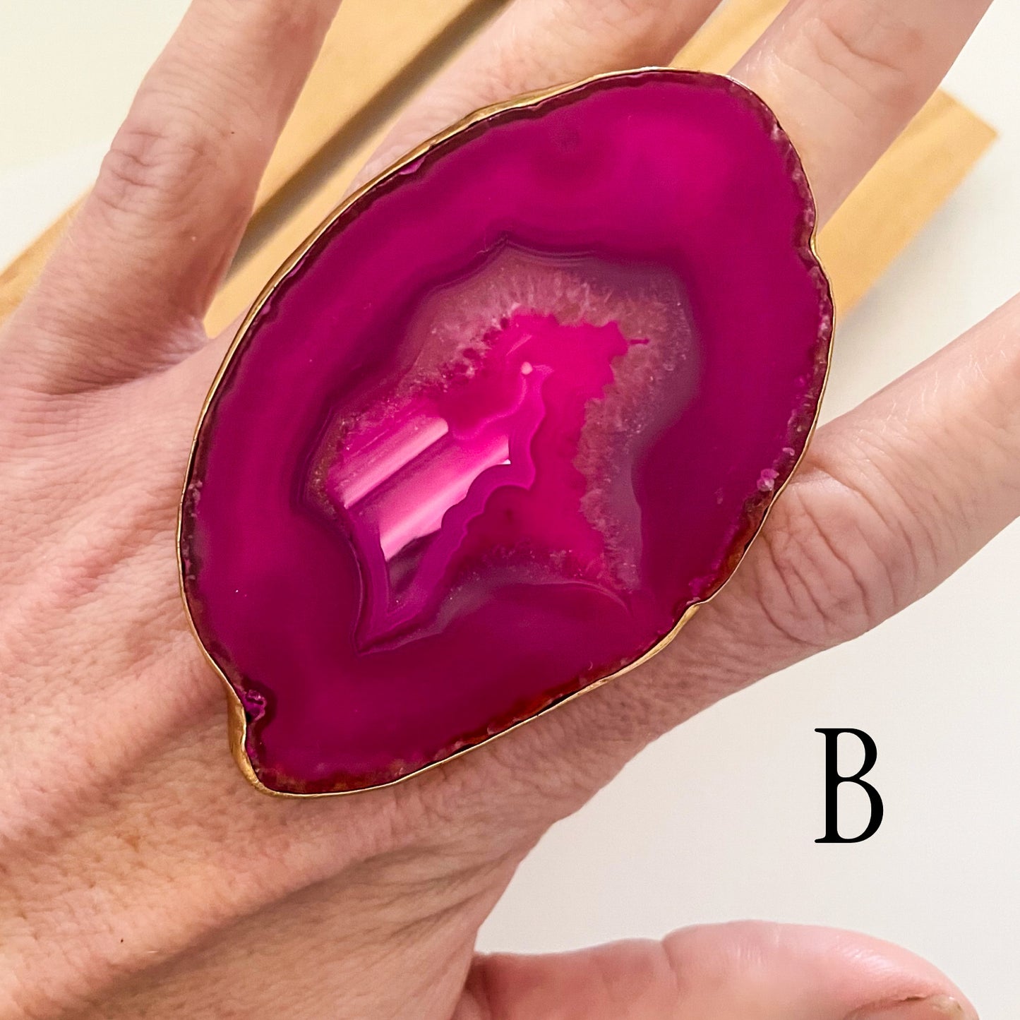 Pink or Brown Statement Agate Rings - Alchemia