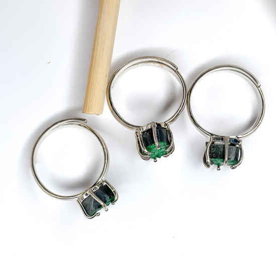 Load image into Gallery viewer, Uvarovite Mix Prong Set-Solid Sterling Silver
