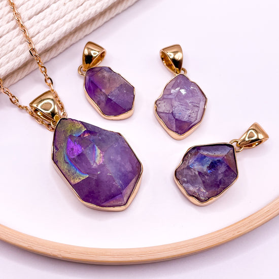 Purple Aurora Quartz Pendants - Alchemia