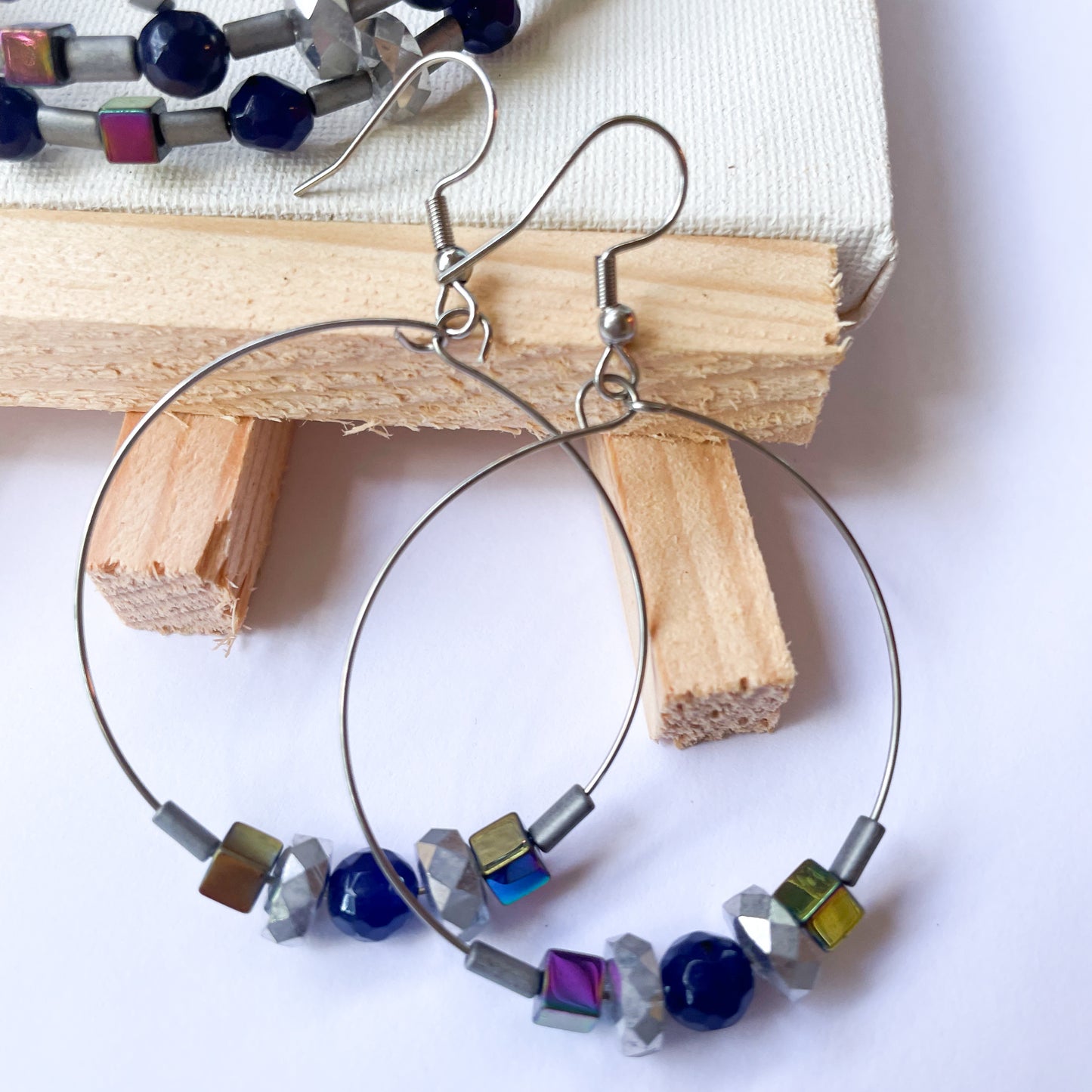 Sapphire Quartz & Hematite Wrap Set
