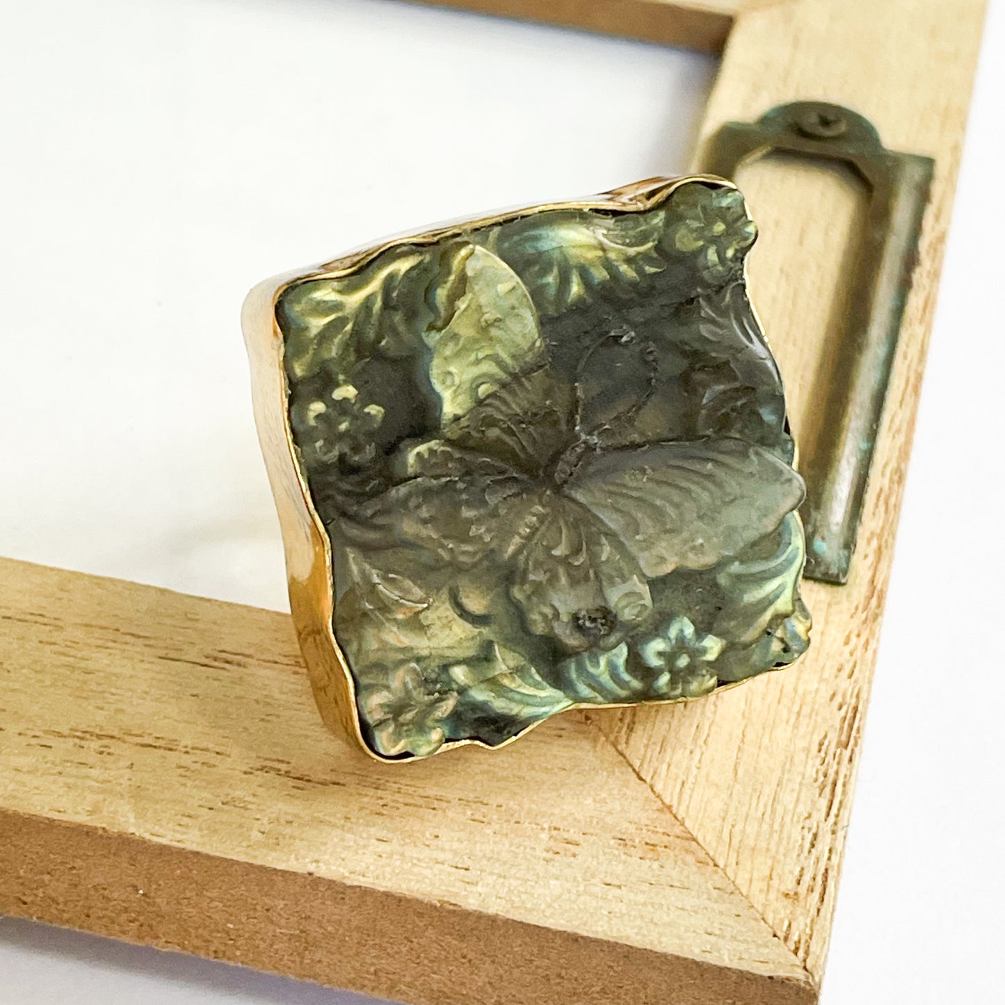 Dragonfly Labradorite Square Ring - Alchemia Gold