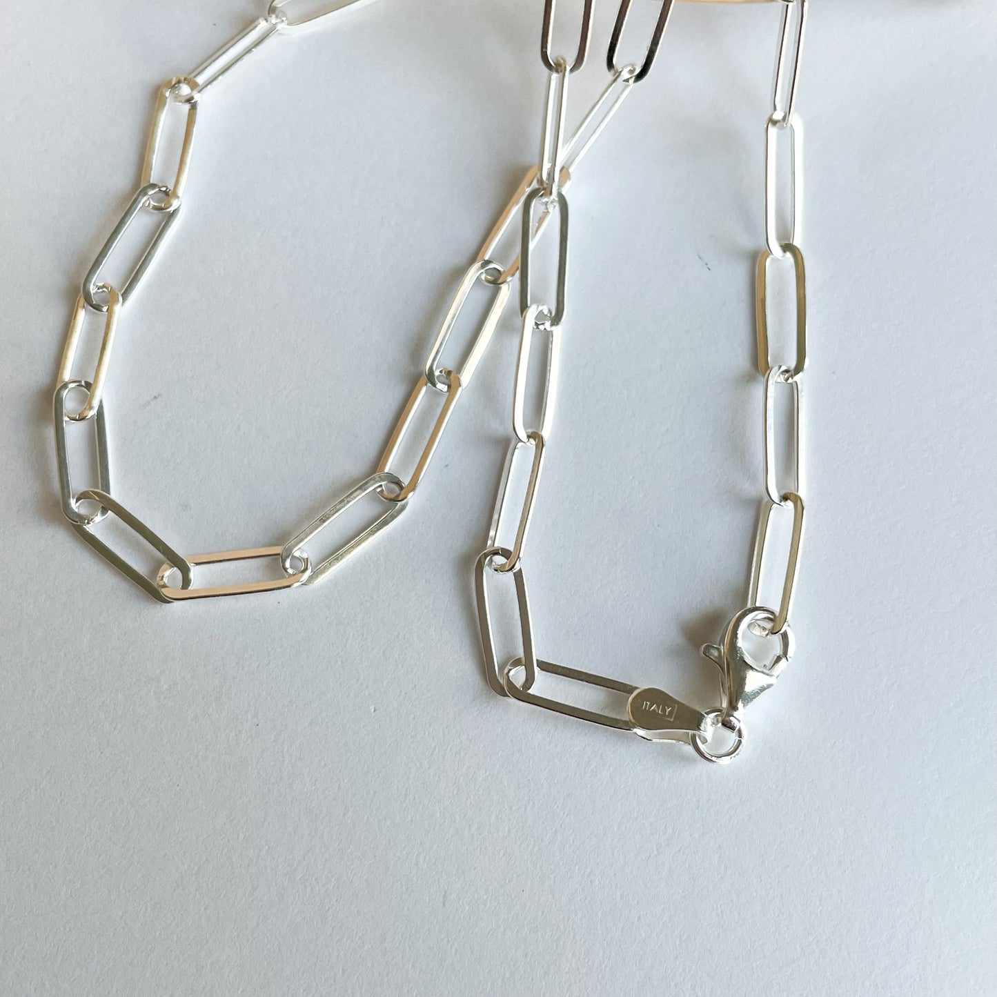 Flat Paper Clip Chain - Solid Sterling Silver