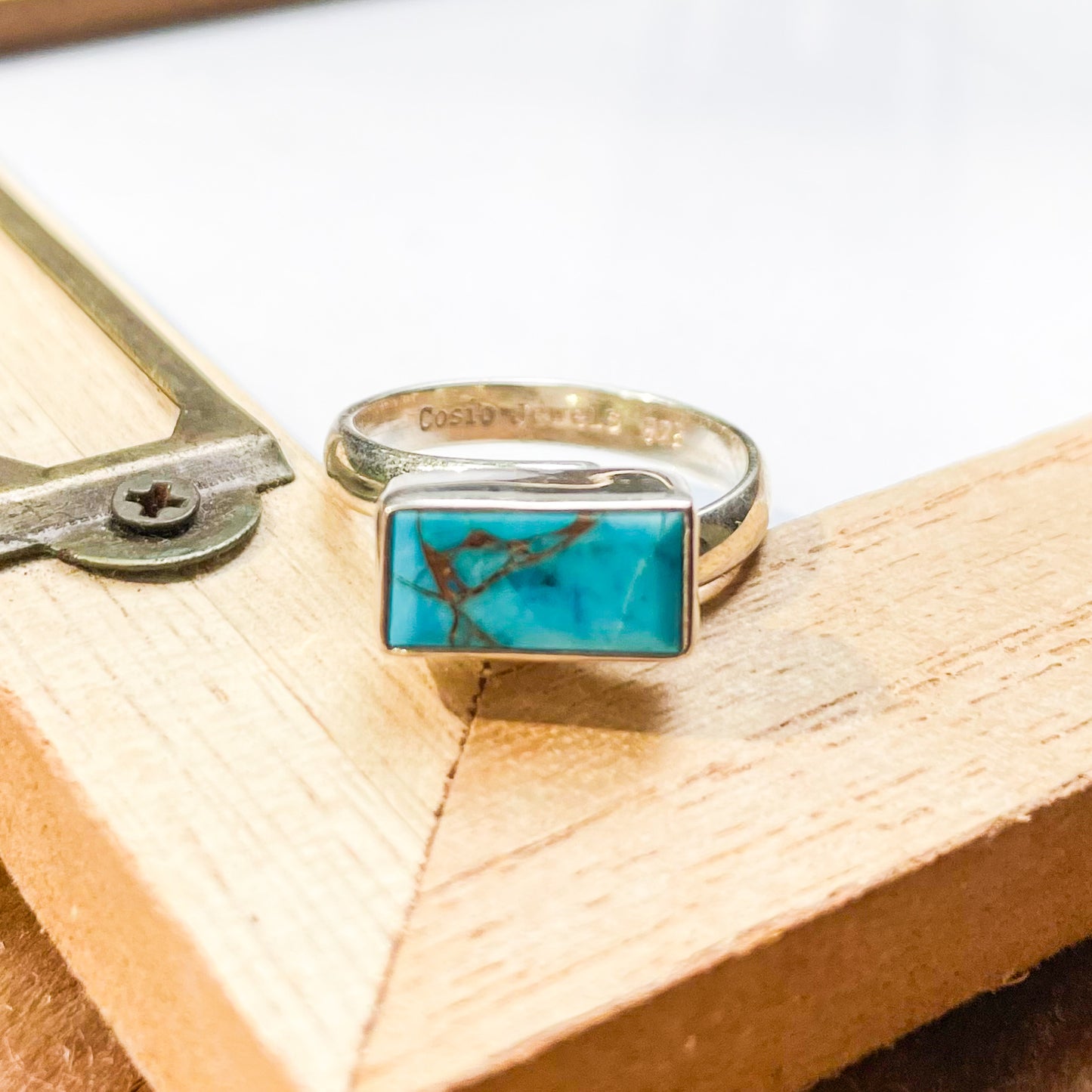 Copper Infused Turquoise Inlay Rings - Both Metals
