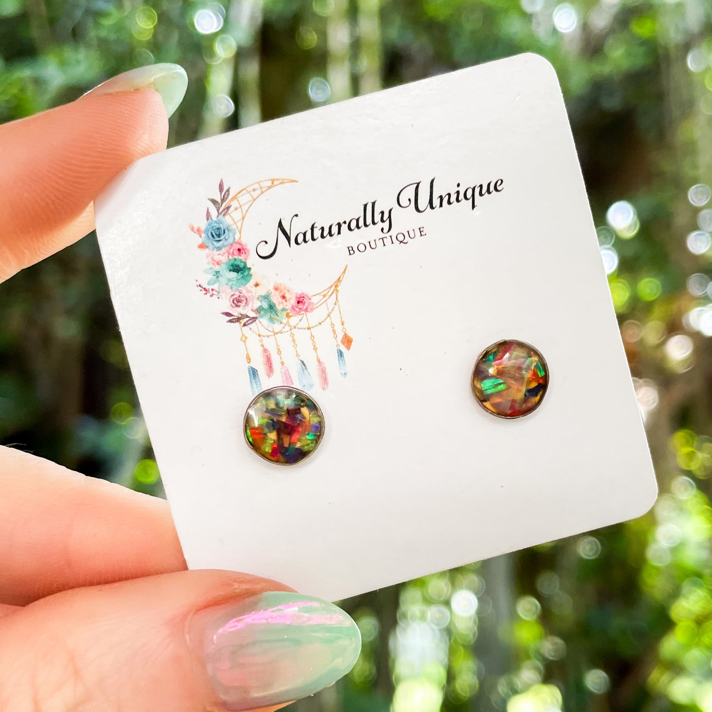 Opal Polka Dot Matrix Studs - Solid Sterling Silver
