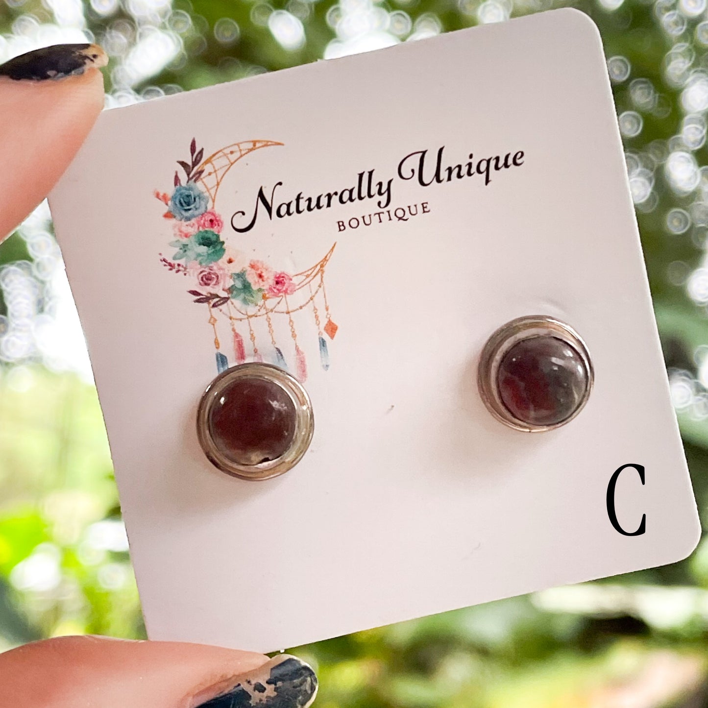 Natural Red Crazy Lace Agate Studs - Solid Sterling Silver