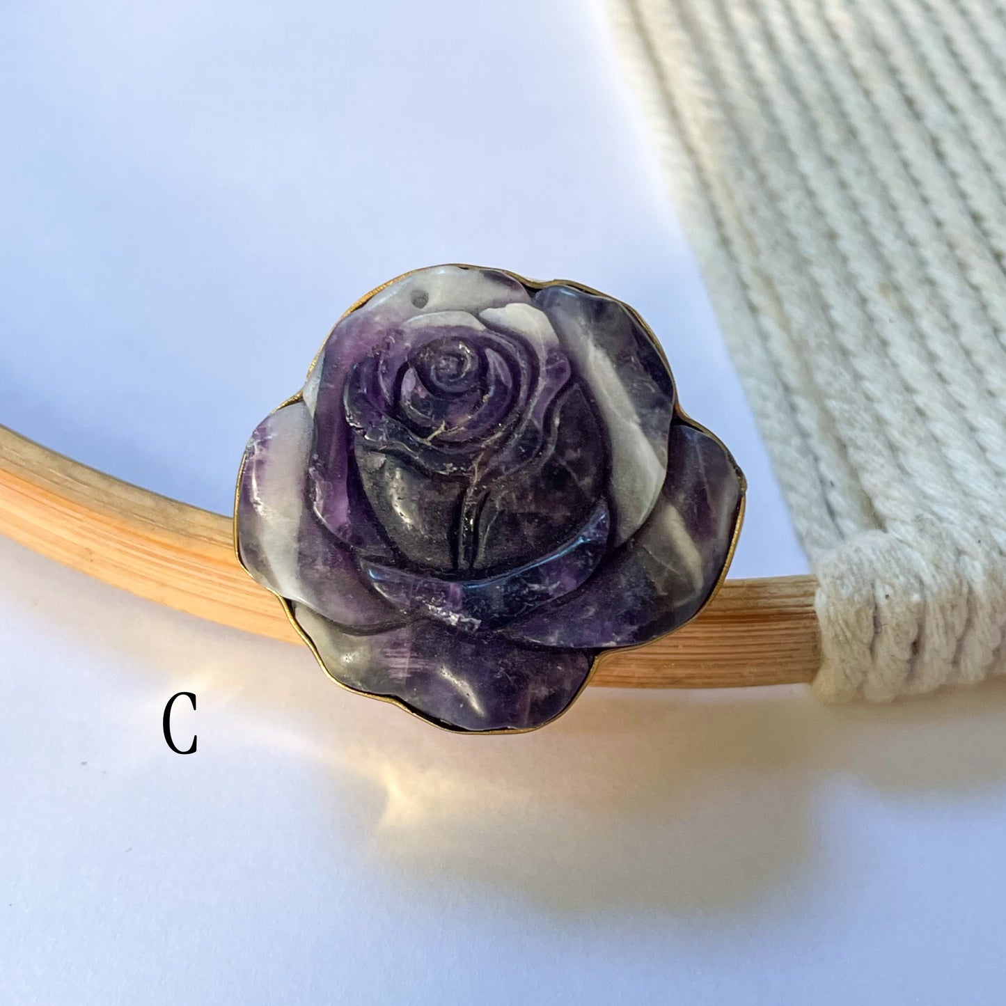 Chevron Amethyst Rose Ring - Alchemia Gold