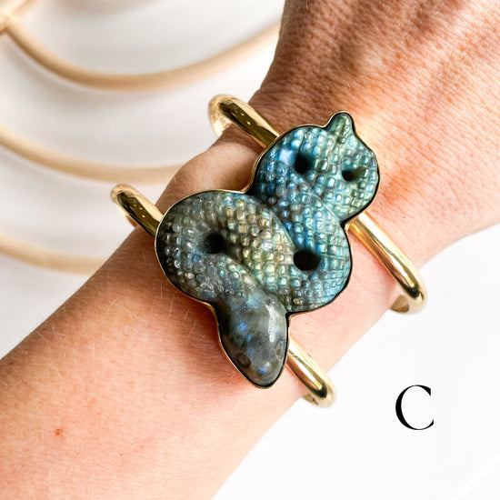 Labradorite Snake Double Cuff - Alchemia Gold