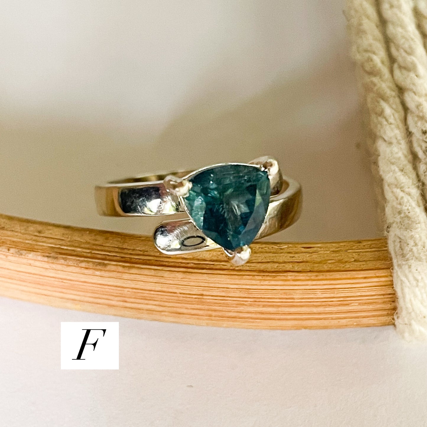 Certified Dark Aquamarine Prong Rings - Solid Sterling Silver