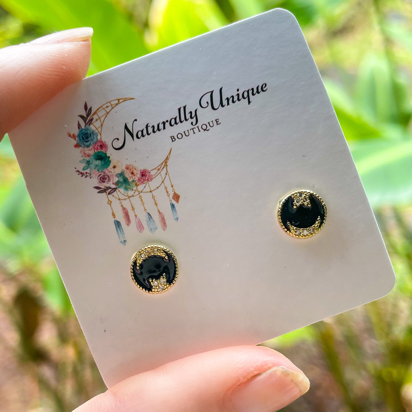 Gold Star & Moon Studs - Solid Sterling Silver