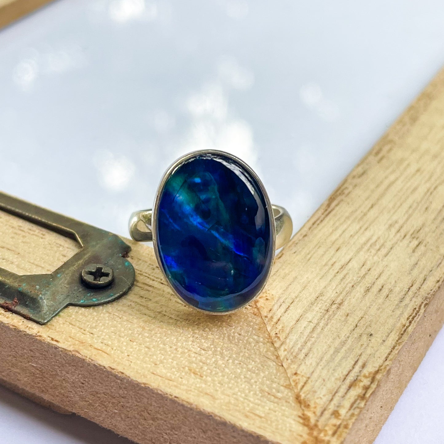 Dark Galaxy Opal Doublet Ring - SSS
