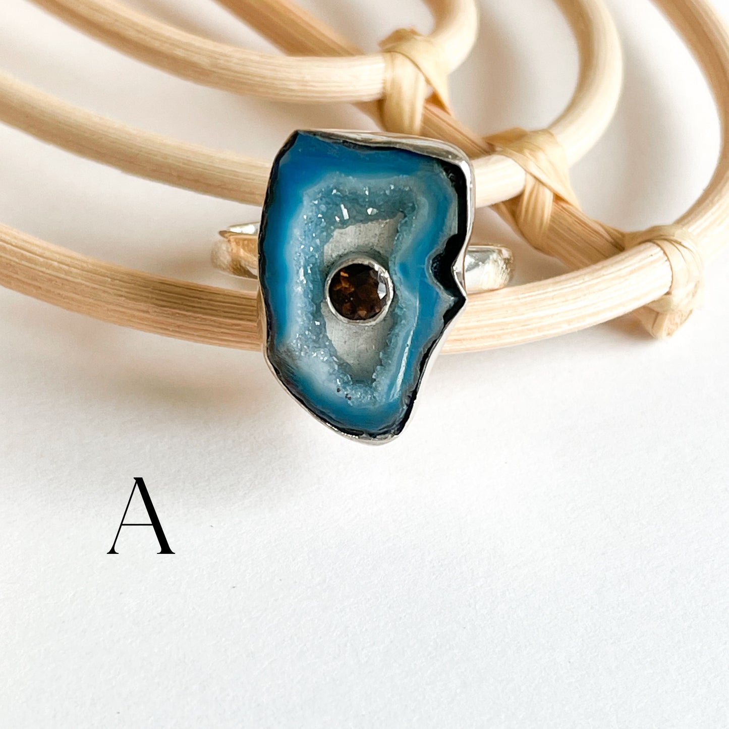 Agate With Gemstone Ring - Solid Sterling Silver