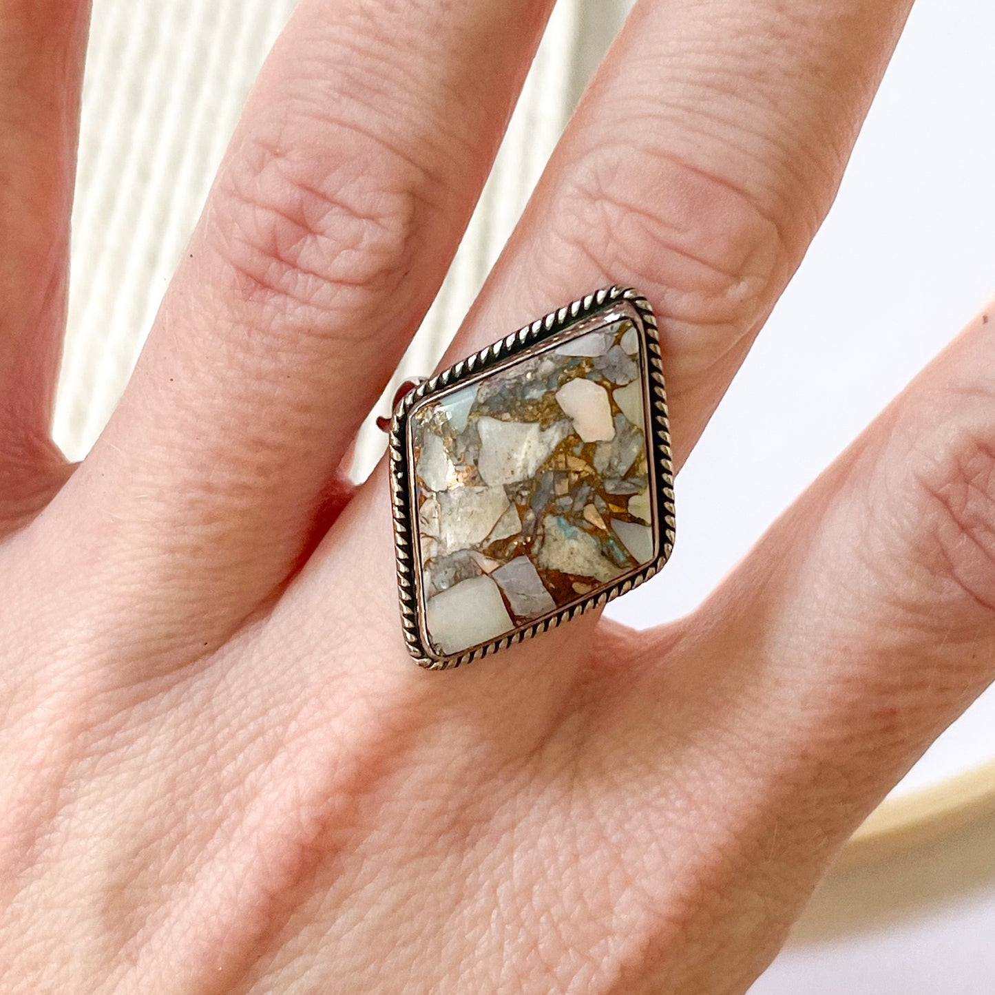 Opal Matrix Ring - Solid Sterling Silver