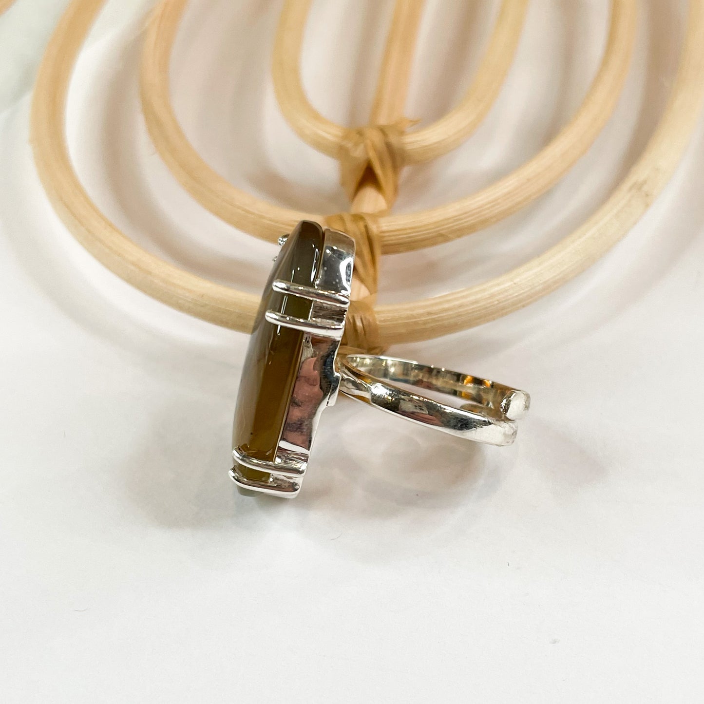Montana Agate Prong Ring - Solid Sterling Silver