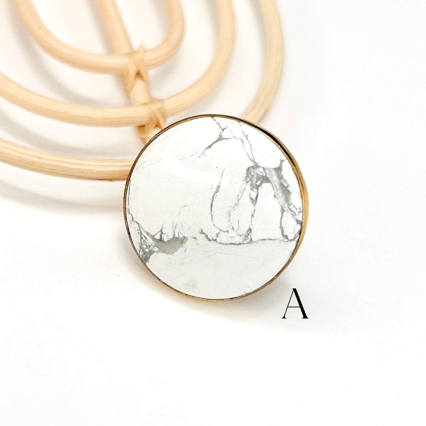 White Statement Howlite Polka Dot Ring - Alchemia