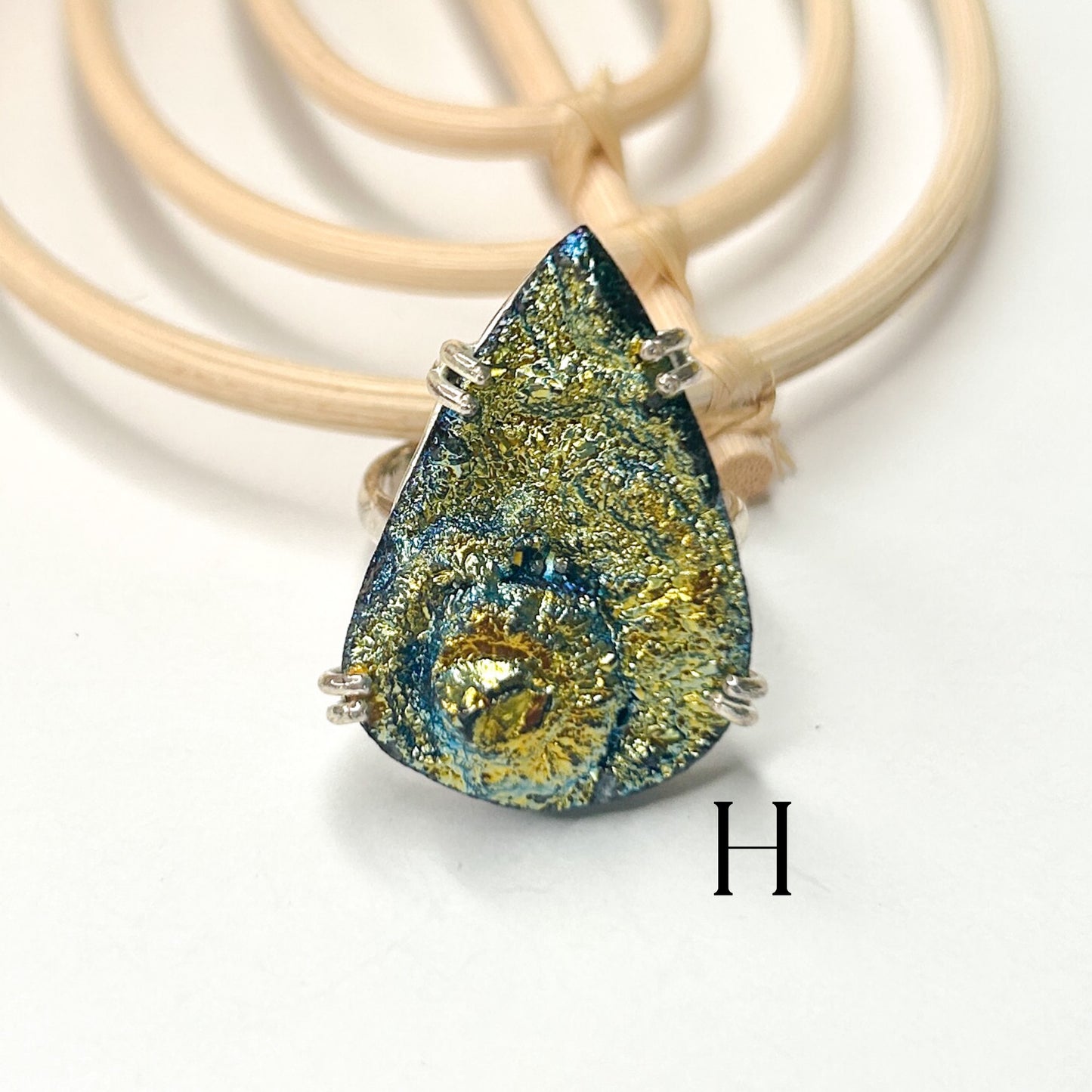 Titanium Druzy Prong Ring or Pendant - Solid Sterling Silver