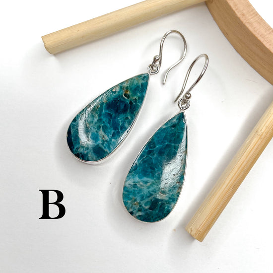 Load image into Gallery viewer, Neon Apatite Dangle Earring - Solid Sterling Silver
