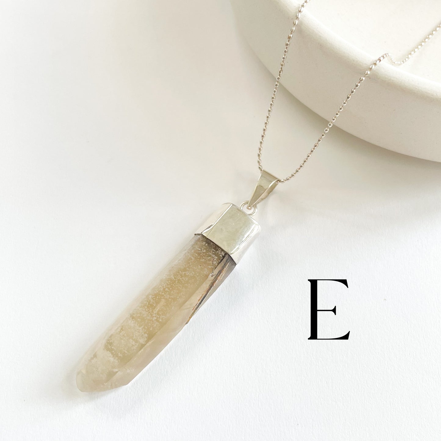 Rare Smokey With Rutile Phantom Points Pendant - Solid Sterling Silver