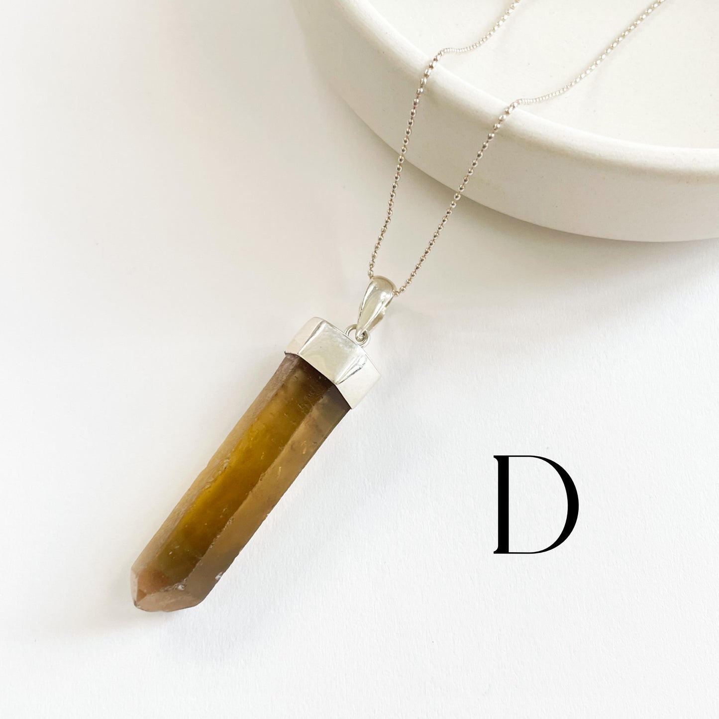 Rare Smokey With Rutile Phantom Points Pendant - Solid Sterling Silver