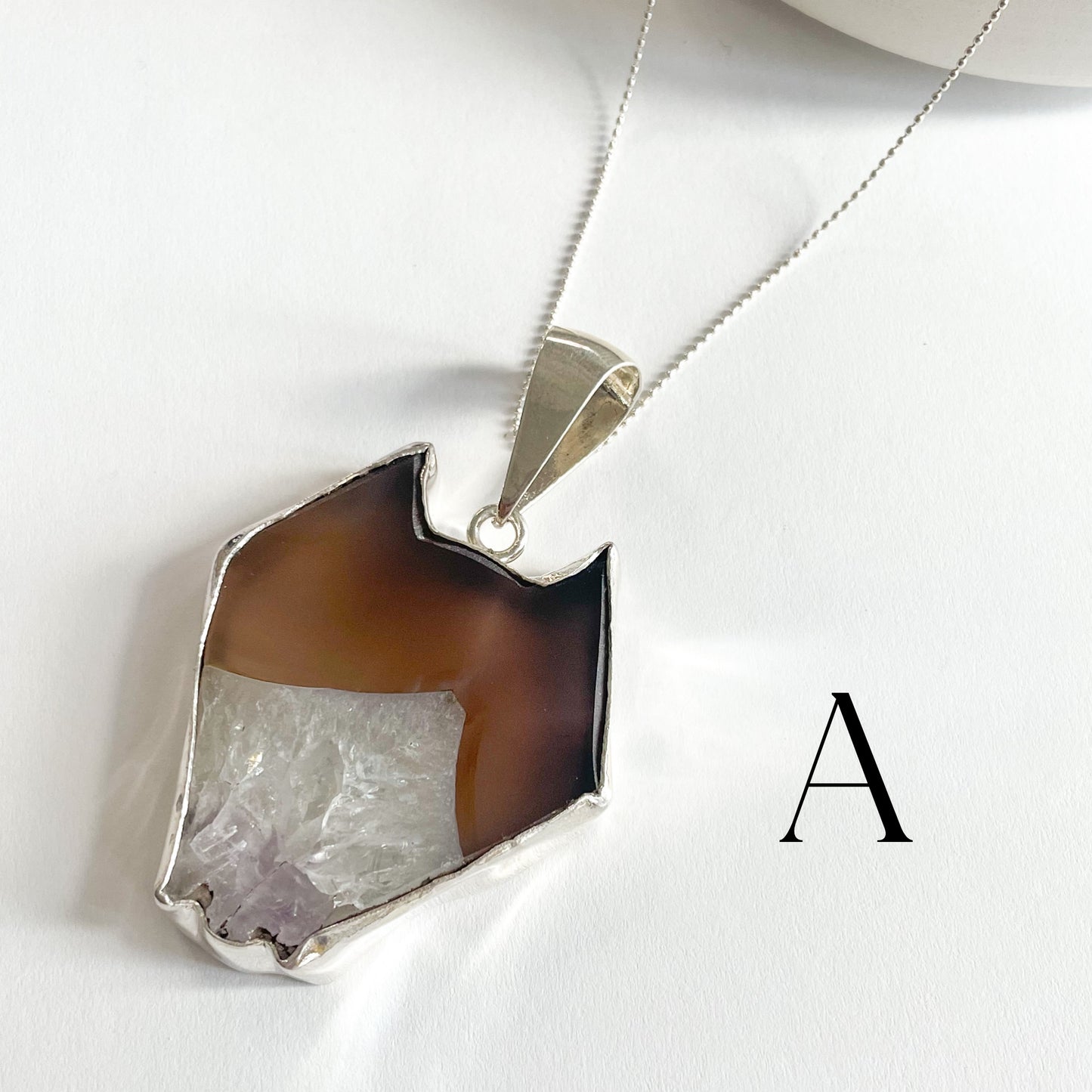 Large Amethyst Bat Pendant - Solid Sterling Silver