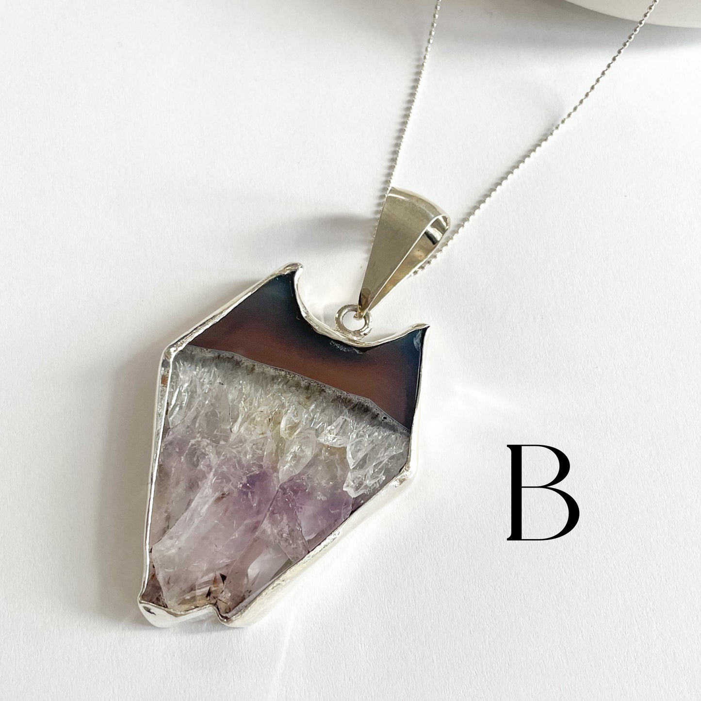 Large Amethyst Bat Pendant - Solid Sterling Silver