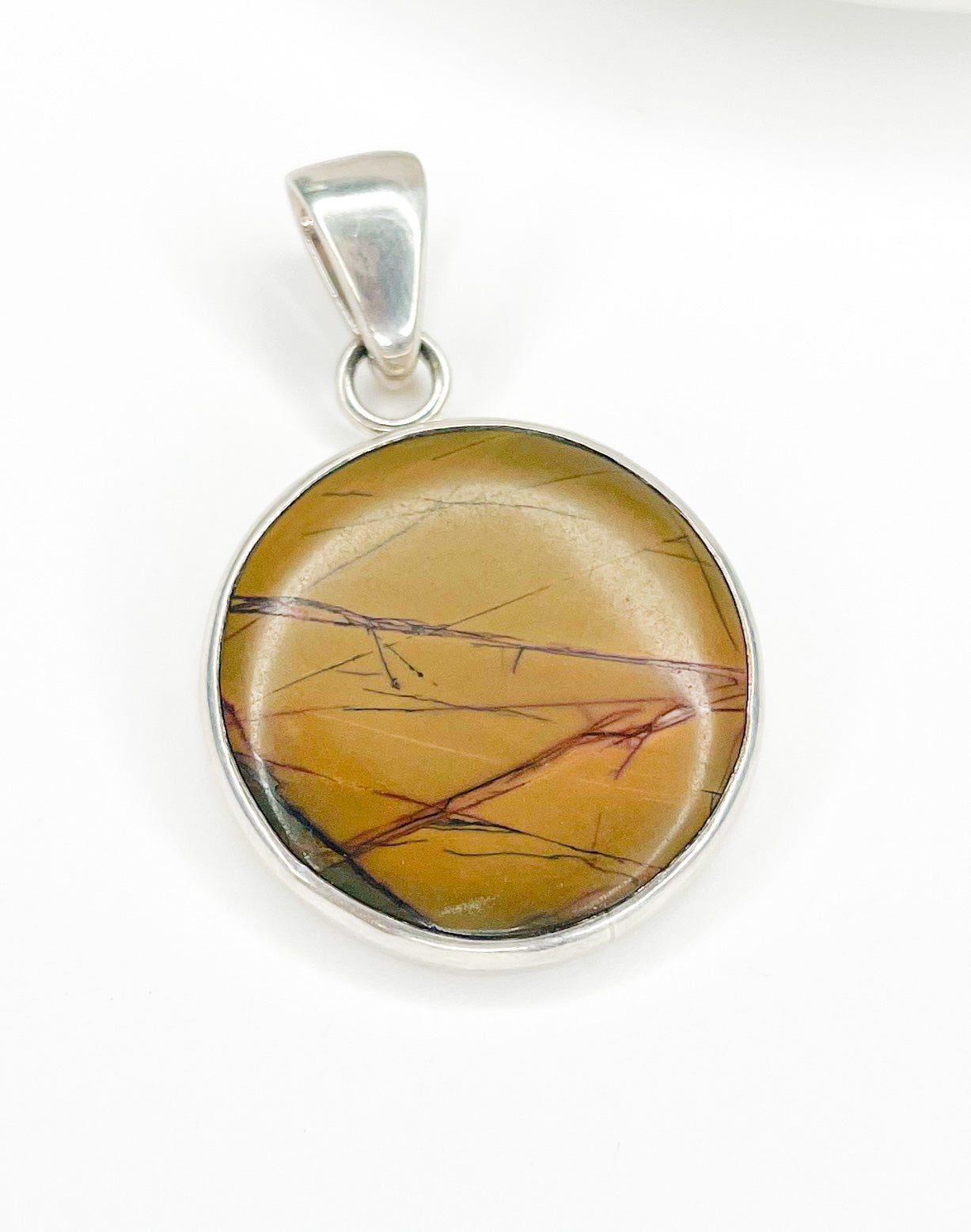 Load image into Gallery viewer, Red Creek Jasper Round Pendant - Solid Sterling Silver

