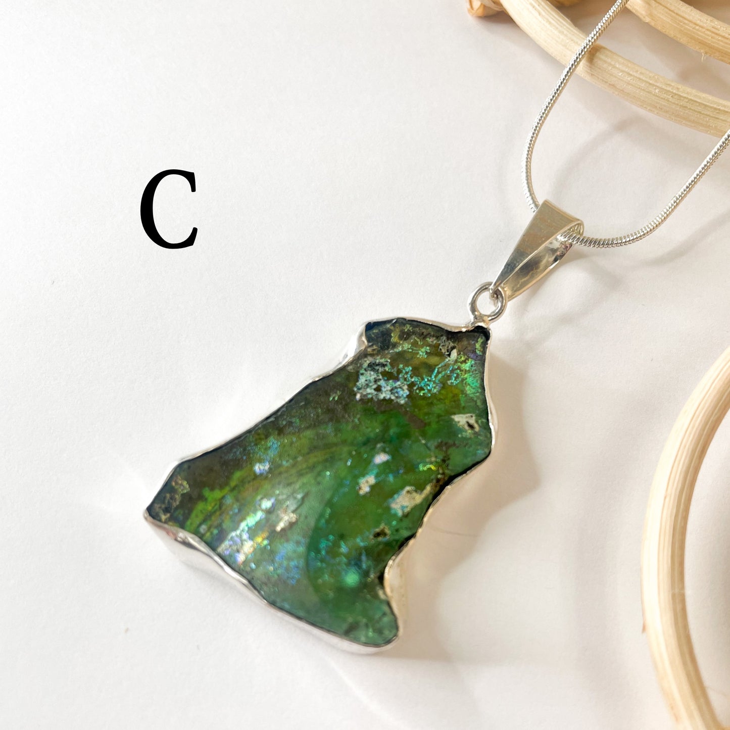 Roman Glass Pendant - Both Metals