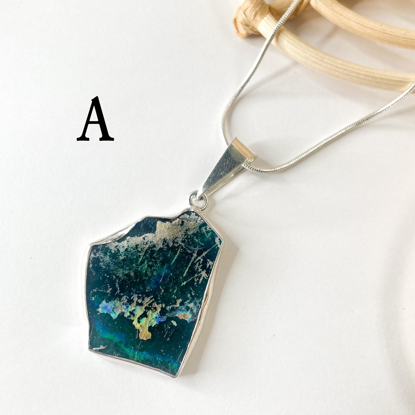 Roman Glass Pendant - Both Metals