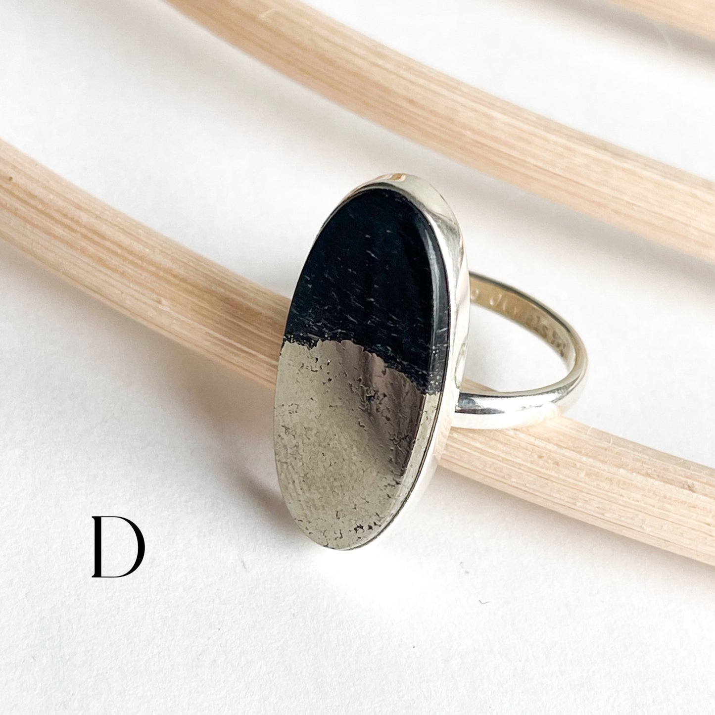 Pyrite Agate Ring - Solid Sterling Silver