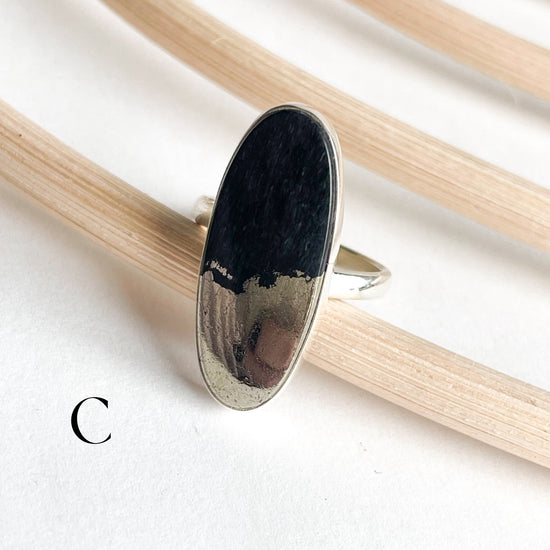 Pyrite Agate Ring - Solid Sterling Silver