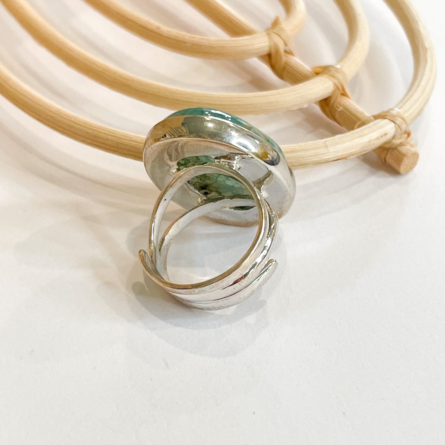 Green Dragon Stone Ring - Solid Sterling Silver